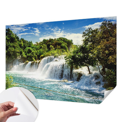 Fotomural decorativo para cabecero de cama con el motivo de una impresionante cascada