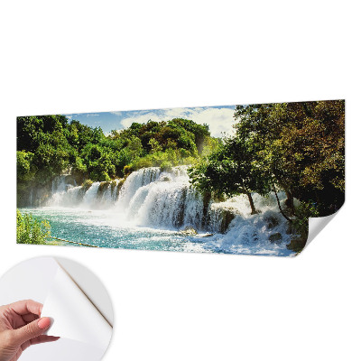 Fotomural decorativo para cabecero de cama con el motivo de una impresionante cascada
