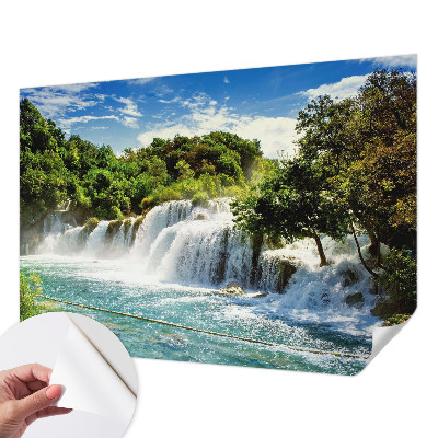 Fotomural decorativo para cabecero de cama con el motivo de una impresionante cascada