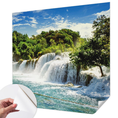 Fotomural decorativo para cabecero de cama con el motivo de una impresionante cascada
