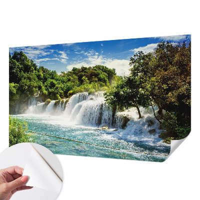 Fotomural decorativo para cabecero de cama con el motivo de una impresionante cascada