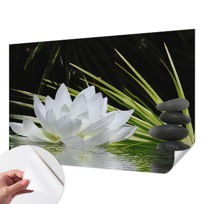 Mural de pared con estampado hermoso con motivo de meditación con lirio