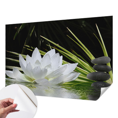 Mural de pared con estampado hermoso con motivo de meditación con lirio