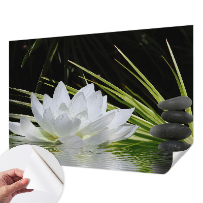 Mural de pared con estampado hermoso con motivo de meditación con lirio