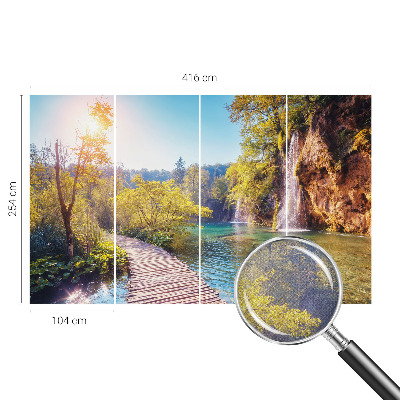Papel mural con patrón decorativo con paisaje natural