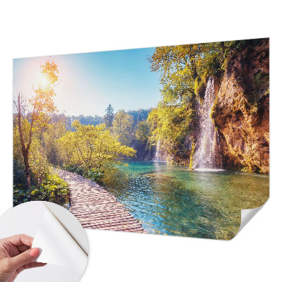Papel mural con patrón decorativo con paisaje natural