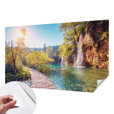 Papel mural con patrón decorativo con paisaje natural
