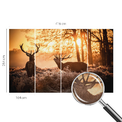 Papel mural con patrón decorativo Ciervos por la mañana