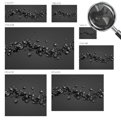 Fotomural decorativo para cabecero de cama con bultos negros como motivo decorativo