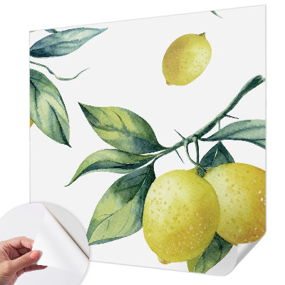 Fotomural decorativo para cabecero de cama con un motivo de limón