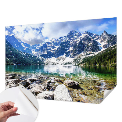Papel mural con patrón decorativo con un diseño de paisaje de montaña