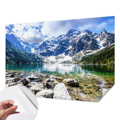 Papel mural con patrón decorativo con un diseño de paisaje de montaña