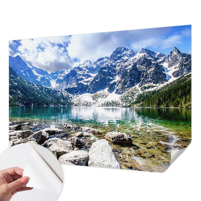 Papel mural con patrón decorativo con un diseño de paisaje de montaña