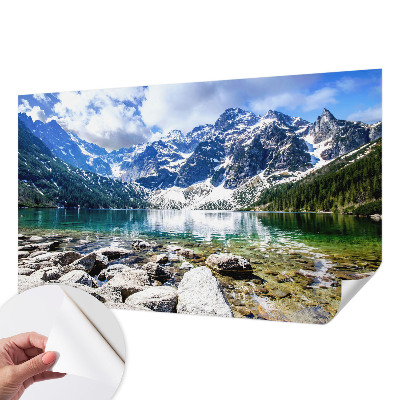 Papel mural con patrón decorativo con un diseño de paisaje de montaña