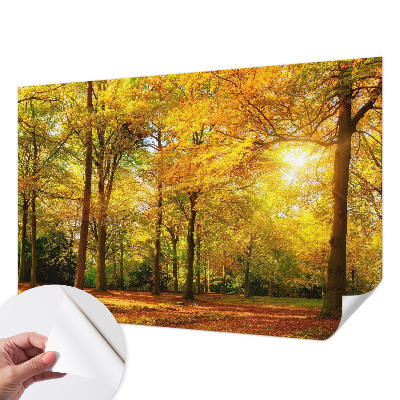 Mural de pared con estampado hermoso con hojas doradas