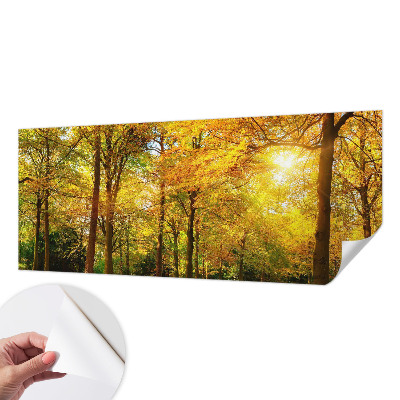 Mural de pared con estampado hermoso con hojas doradas