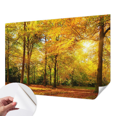 Mural de pared con estampado hermoso con hojas doradas