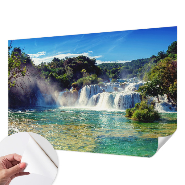Papel mural texturado decorativo con motivo de paisaje de cascada