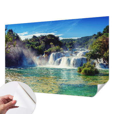 Papel mural texturado decorativo con motivo de paisaje de cascada