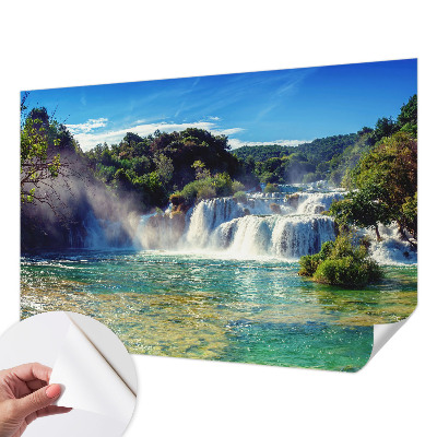 Papel mural texturado decorativo con motivo de paisaje de cascada