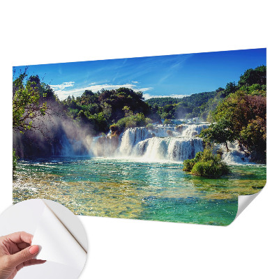 Papel mural texturado decorativo con motivo de paisaje de cascada