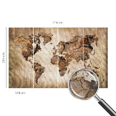 Mural de pared con estampado hermoso con diseño de mapa en madera