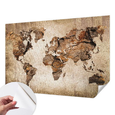 Mural de pared con estampado hermoso con diseño de mapa en madera