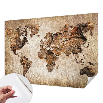 Mural de pared con estampado hermoso con diseño de mapa en madera