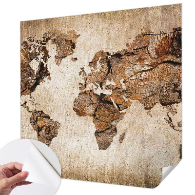 Mural de pared con estampado hermoso Mapa de madera