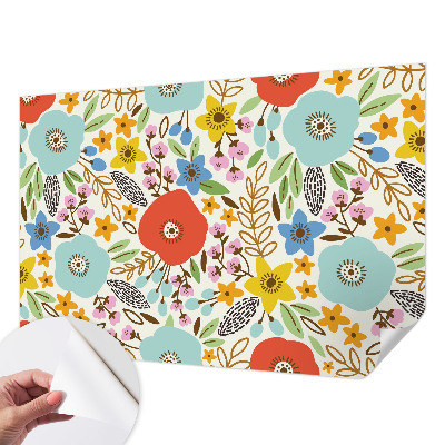 Papel mural texturado decorativo estampado floral