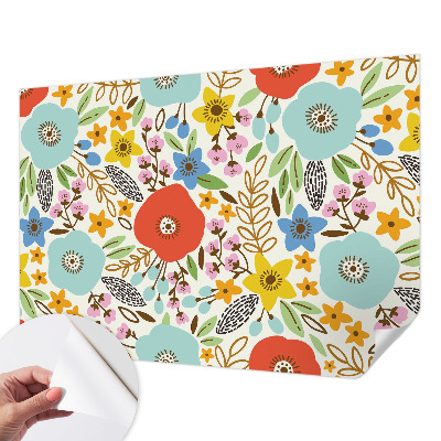 Papel mural texturado decorativo estampado floral