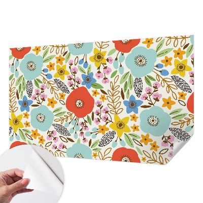 Papel mural texturado decorativo estampado floral