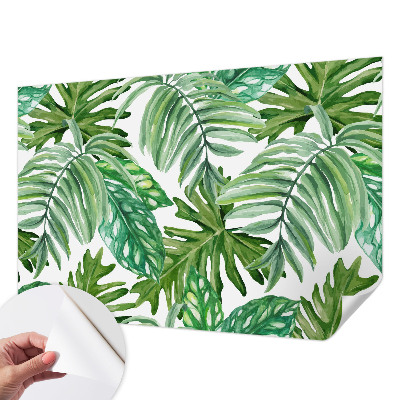 Fotomural decorativo para cabecero de cama con motivo de hojas exóticas