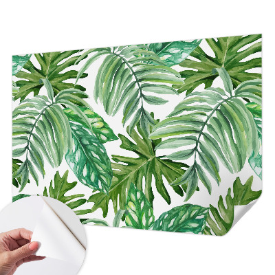 Fotomural decorativo para cabecero de cama con motivo de hojas exóticas