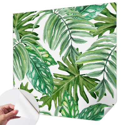 Fotomural decorativo para cabecero de cama con motivo de hojas exóticas