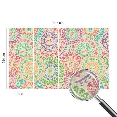 Papel mural texturado decorativo con motivos de mandalas coloridos