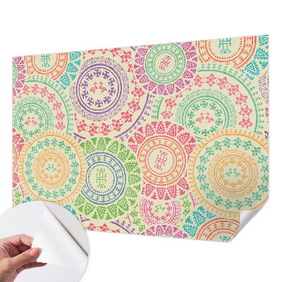 Papel mural texturado decorativo con motivos de mandalas coloridos