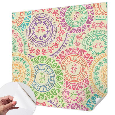 Papel mural texturado decorativo con motivos de mandalas coloridos