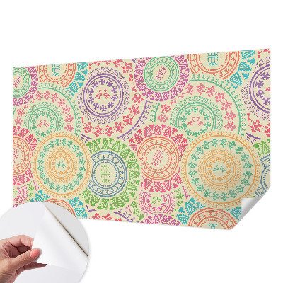 Papel mural texturado decorativo con motivos de mandalas coloridos