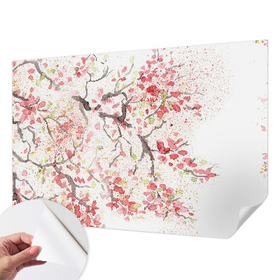Papel mural con patrón decorativo con ramas floridas