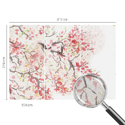 Papel mural con patrón decorativo con ramas floridas