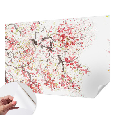 Papel mural con patrón decorativo con ramas floridas