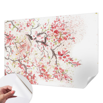 Papel mural con patrón decorativo con ramas floridas