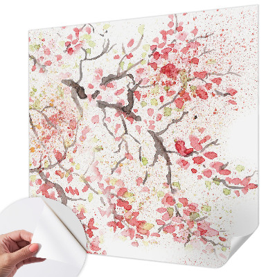 Papel mural con patrón decorativo con ramas floridas