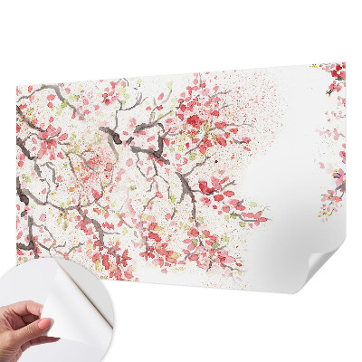 Papel mural con patrón decorativo con ramas floridas