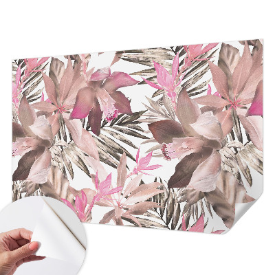 Papel mural texturado decorativo con motivo de flores exóticas