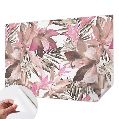 Papel mural texturado decorativo con motivo de flores exóticas