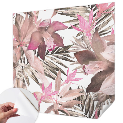 Papel mural texturado decorativo con motivo de flores exóticas