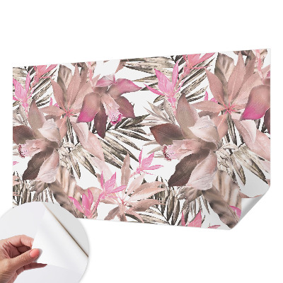 Papel mural texturado decorativo con motivo de flores exóticas