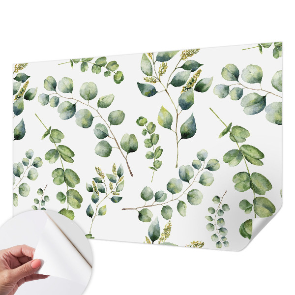Mural de pared con estampado hermoso con hojas verdes